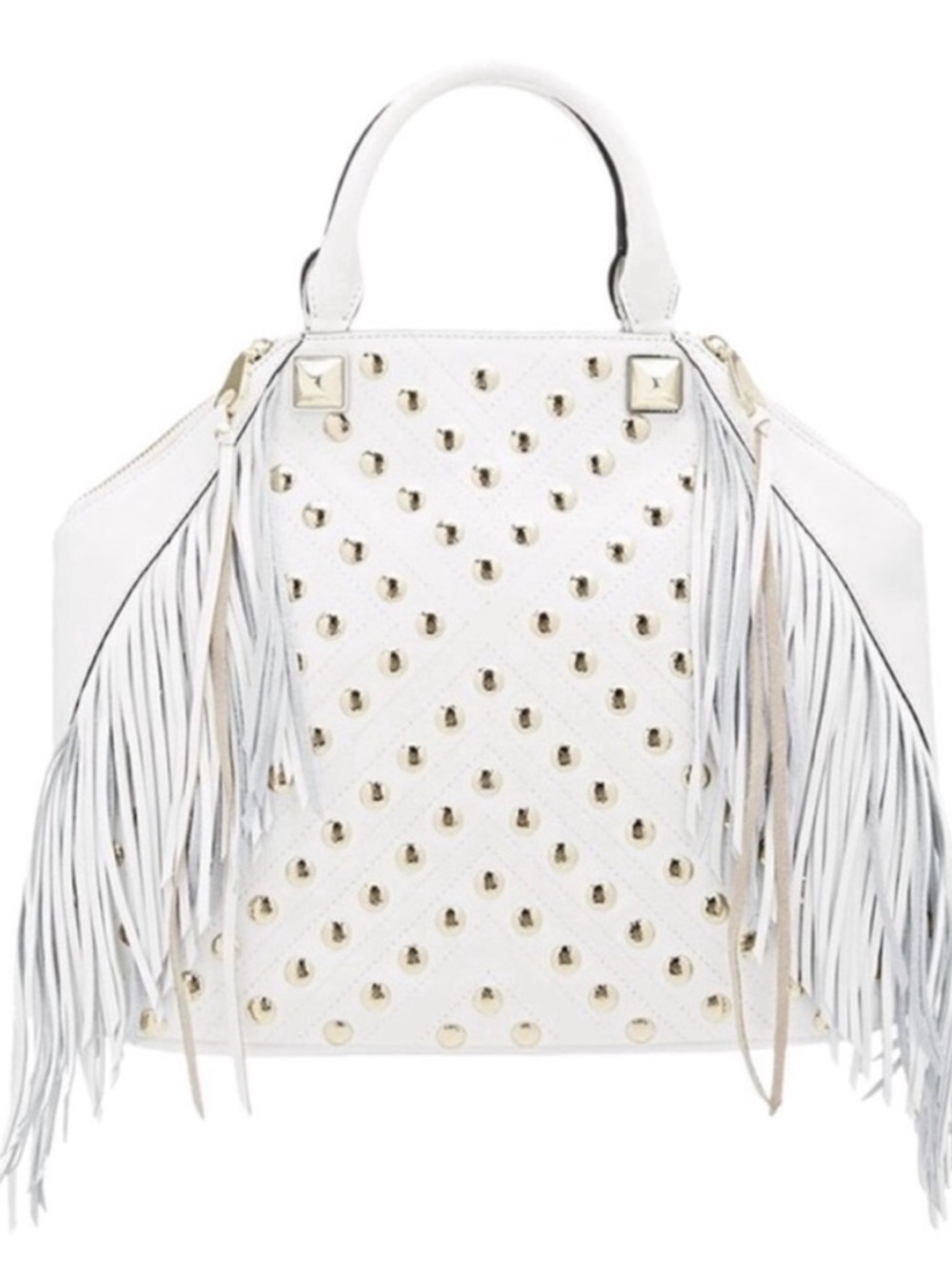White Fringe Studded Bag